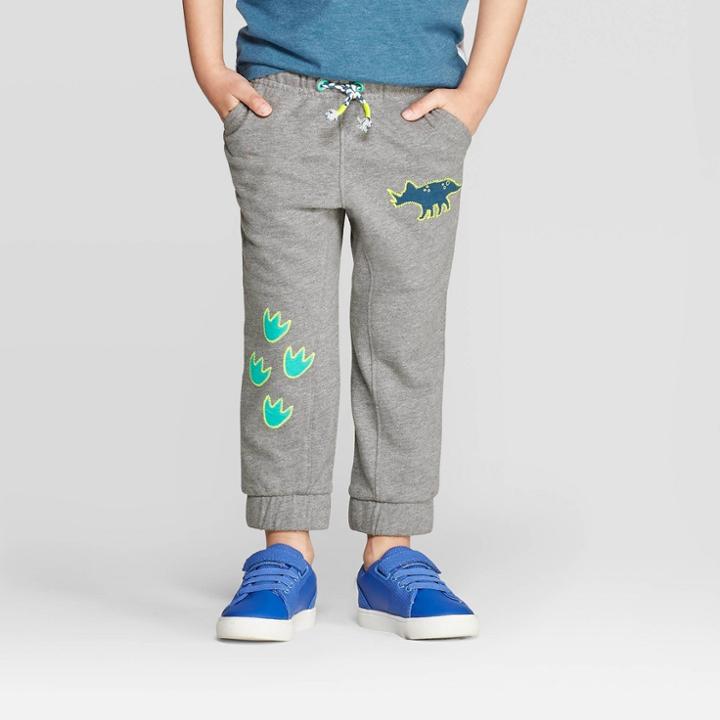 Toddler Boys' Dino Foot Print Jogger - Cat & Jack Gray