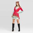 Women's Long Sleeve Reindeer A-line Midi Dress - Born Famous (juniors') - Red Xs, Women's, Brown