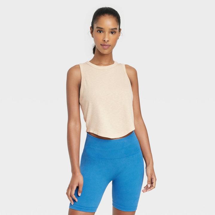 Women's Ribbed Cropped Tank Top - Joylab Ivory