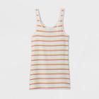Women's Striped Slim Fit Tank Top - A New Day Pink/cream