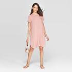 Women's Regular Fit Short Sleeve Crewneck Shift Dress - A New Day Snowbloom Rose