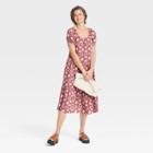 Women's Puff Short Sleeve Tiered A-line Dress - Knox Rose Cognac Paisley