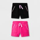 Toddler Girls' Knit Cargo Shorts - Cat & Jack Black/dark Pink