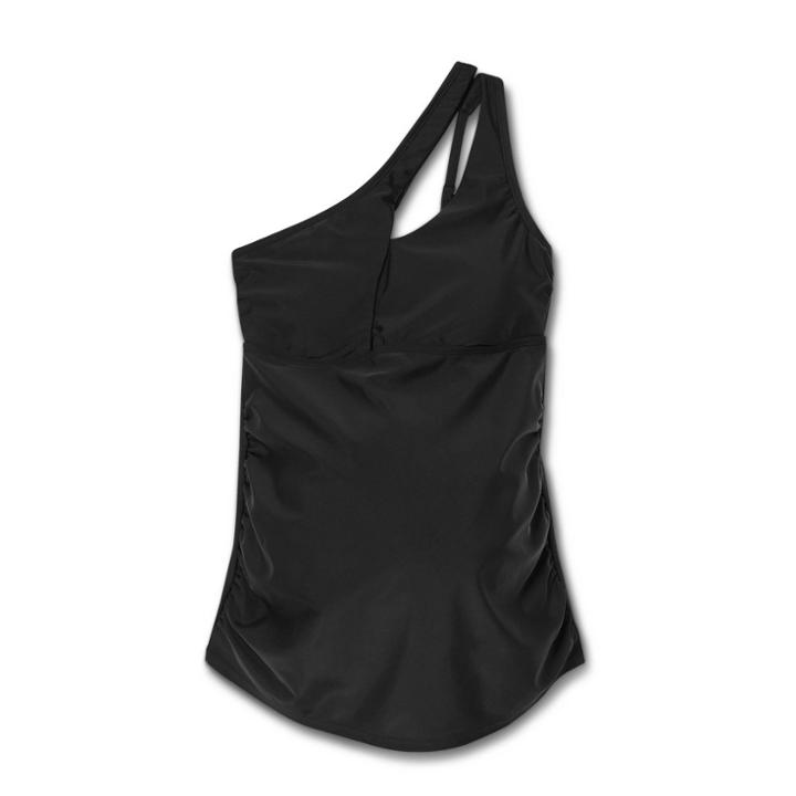 Asymmetrical One Shoulder Maternity Tankini Top - Isabel Maternity By Ingrid & Isabel Black