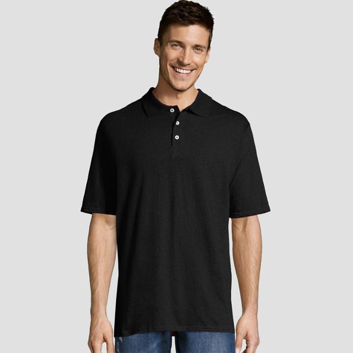 Hanes Men's Short Sleeve X-temp Performance Pique Polo Shirt - Black