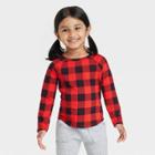Toddler Girls' Long Sleeve Buffalo Check Shirt - Cat & Jack Red
