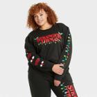Women's Stranger Things Plus Size Holiday Graphic Sweatshirt - Black