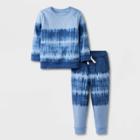 Toddler Boys' 2pc Tie-dye Long Sleeve Fleece Crew And Jogger Set - Cat & Jack Blue