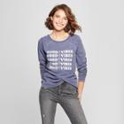 Women's Long Sleeve Good Vibes Thermal Graphic T-shirt - Grayson Threads (juniors') Blue