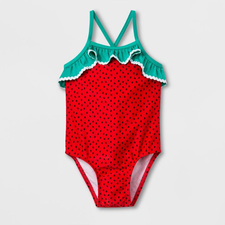 Toddler Girls' Strawberry One Piece Swimsuit - Cat & Jack Red