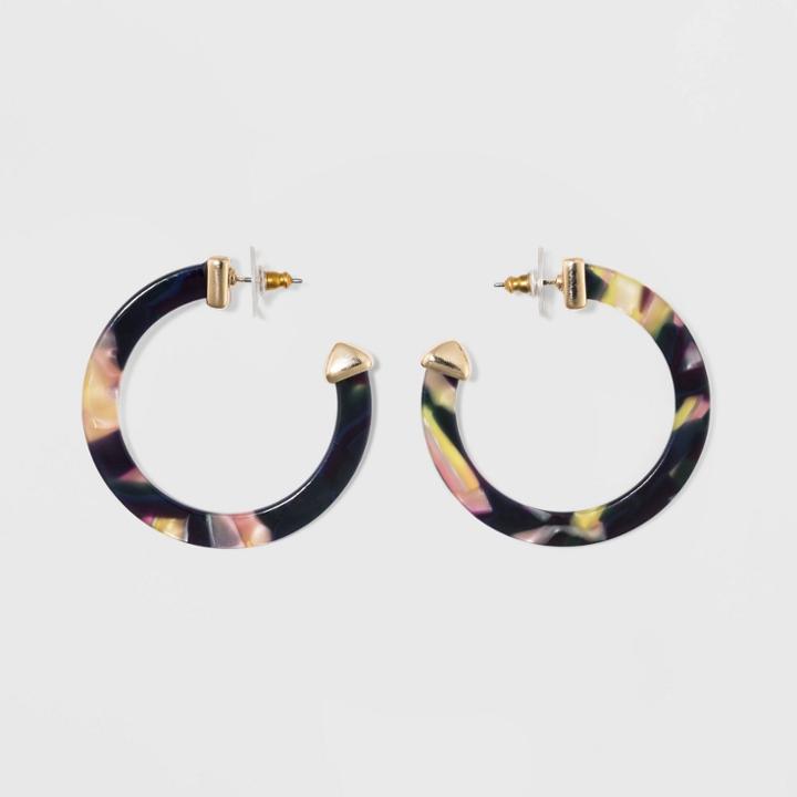 Sugarfix By Baublebar Classic Resin Hoop Earrings - Navy, Girl's