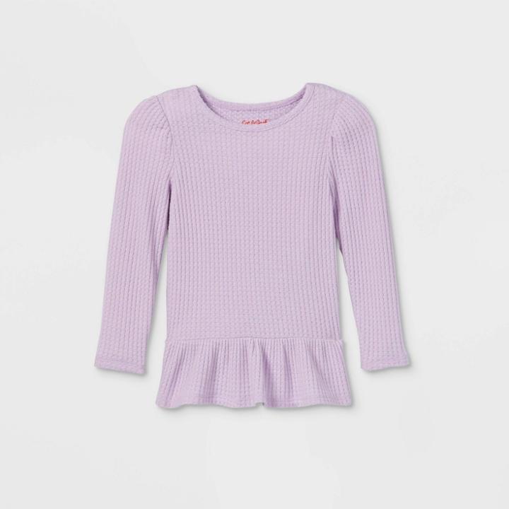 Toddler Girls' Solid Cozy Waffle Long Sleeve T-shirt - Cat & Jack Violet