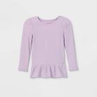 Toddler Girls' Solid Cozy Waffle Long Sleeve T-shirt - Cat & Jack Violet