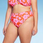 Women's High Leg Extra Cheeky Low-rise Bikini Bottom - Wild Fable Orange/pink Tropical Print X