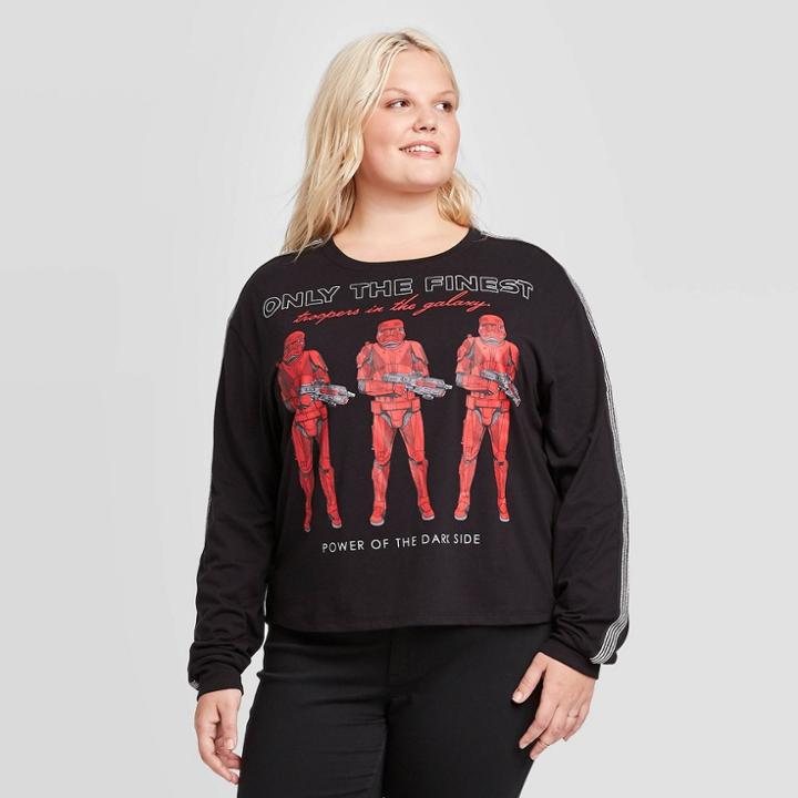 Women's Star Wars Red Stormtrooper Plus Size Long Sleeve T-shirt (juniors') - Black 1x, Women's,
