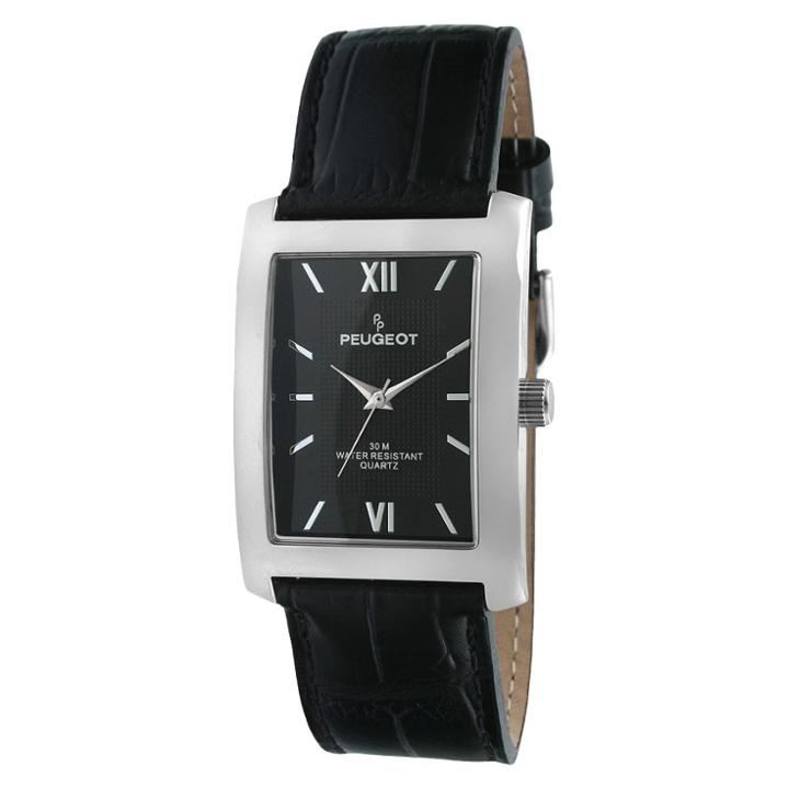Peugeot Watches Men's Peugeot Leather Strap Watch - Black