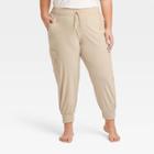 Women's Plus Size Stretch Woven Tapered Cargo Pants - All In Motion Khaki
