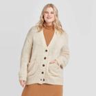Women's Plus Size Tinsel Puff Long Sleeve Cardigan - Who What Wear Brown 1x, Women's,