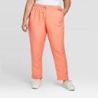 Women's Plus Size Skinny Ankle Linen Pants - A New Day Coral 1x, Women's, Size:
