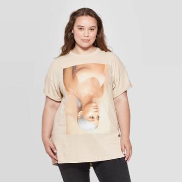 Bravado Women's Ariana Grande Short Sleeve Graphic T-shirt (juniors') - Tan