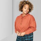 Women's Plus Size Puff Long Sleeve Drop Shoulder Hoodie - Wild Fable Rust (red)