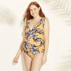Sea Angel Maternity Floral Print Ruffle One Piece Swimsuit - Isabel Maternity By Ingrid & Isabel Gold