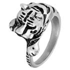 Men's Crucible Stainless Steel Antiqued Finish Tiger Ring (13mm) - Silver (
