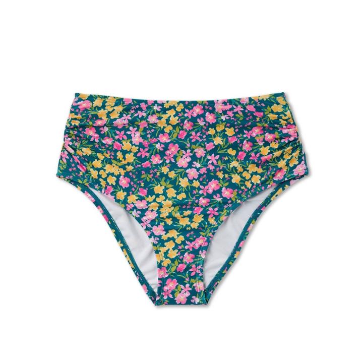 Women's Post Mastectomy Floral Print High Waist Medium Coverage Bikini Bottom - Kona Sol