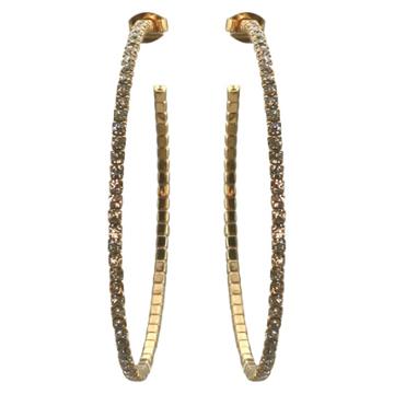 Zirconmania Women's Zirconite 50mm Round Crystal Hoop Earrings - Gold