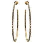 Zirconmania Women's Zirconite 50mm Round Crystal Hoop Earrings - Gold
