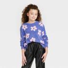 Girls' Fuzzy Printed Sweater - Art Class Purple Floral