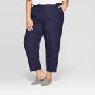 Women's Plus Size Linen Pants - Ava & Viv Navy (blue)