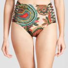 Clean Water Women's Paisley Strappy High Waist Bikini Swim Bottoms - Olive Xl,