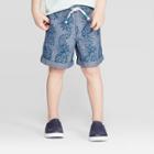 Toddler Boys' Broadcloth Chambray Printed Pull-on Shorts - Cat & Jack Blue