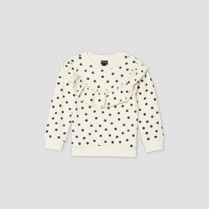 Toddler Girls' Printed Ruffle Sweatshirt - Art Class Black/cream 12m, Black/ivory