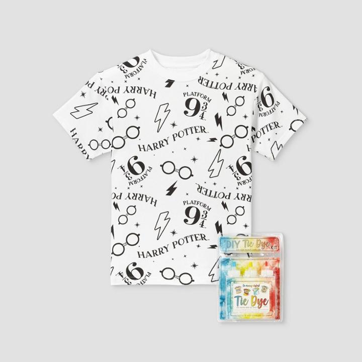 Kids' Harry Potter Short Sleeve Graphic T-shirt With Tie-dye Kit - White