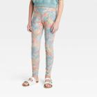 Girls' V-waist Pocket Leggings - Art Class Blue Tie-dye