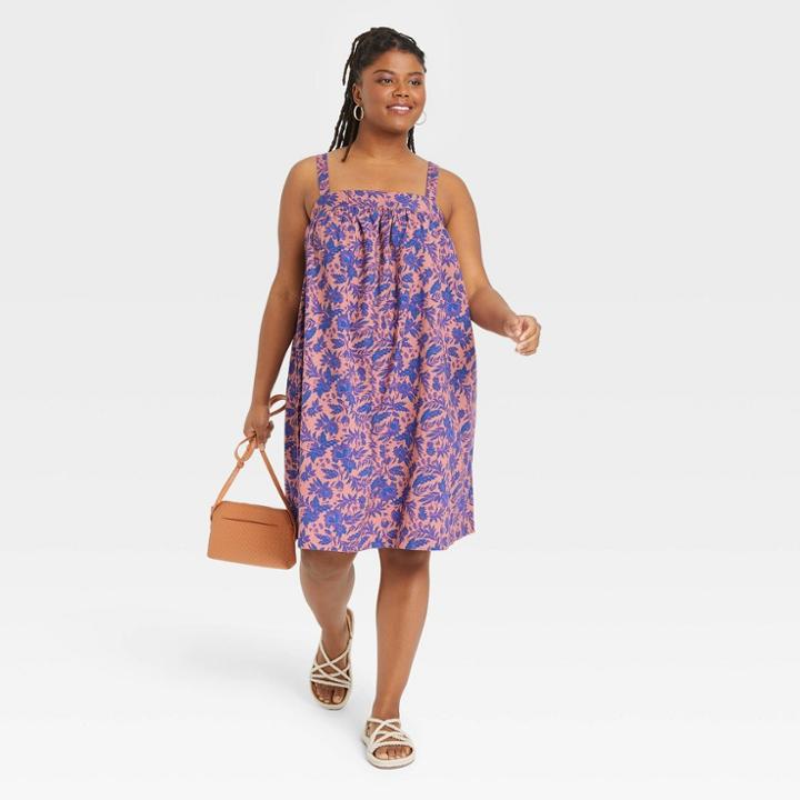 Women's Plus Size Sleeveless Shift Dress - Universal Thread Pink Floral