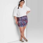 Women's Plus Size Seamed Denim Mini Skirt - Wild Fable - Red/blue Tie-dye