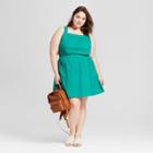 Women's Plus Size Textured Pocket Dress - Universal Thread Green X
