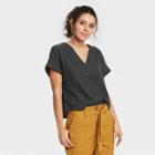 Women's Short Sleeve Blouse - Universal Thread Charcoal Gray