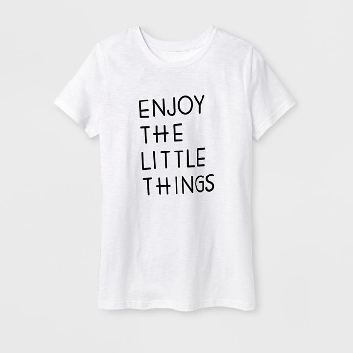 Shinsung Tongsang Women's Short Sleeve Enjoy The Little Things Graphic T-shirt - White