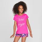 Girls' Work Hard Shine Bright Graphic Tech T-shirt - C9 Champion Fuschia Pink