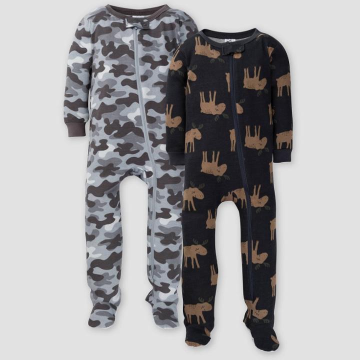 Gerber Baby Boys' 2pk Camo Union Suit - Gray