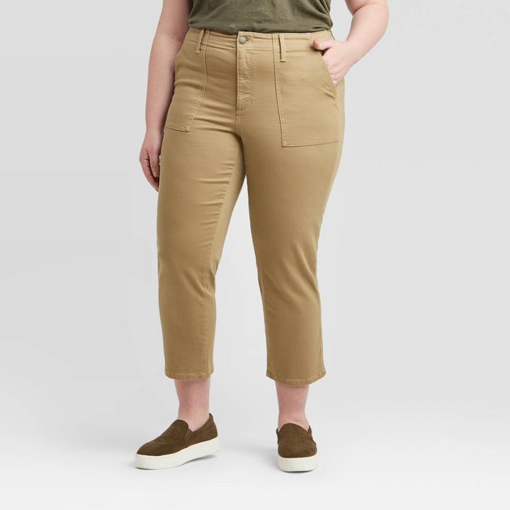 Women's Plus Size High-rise Cropped Straight Jeans - Universal Thread Tan 14w, Women's, Beige
