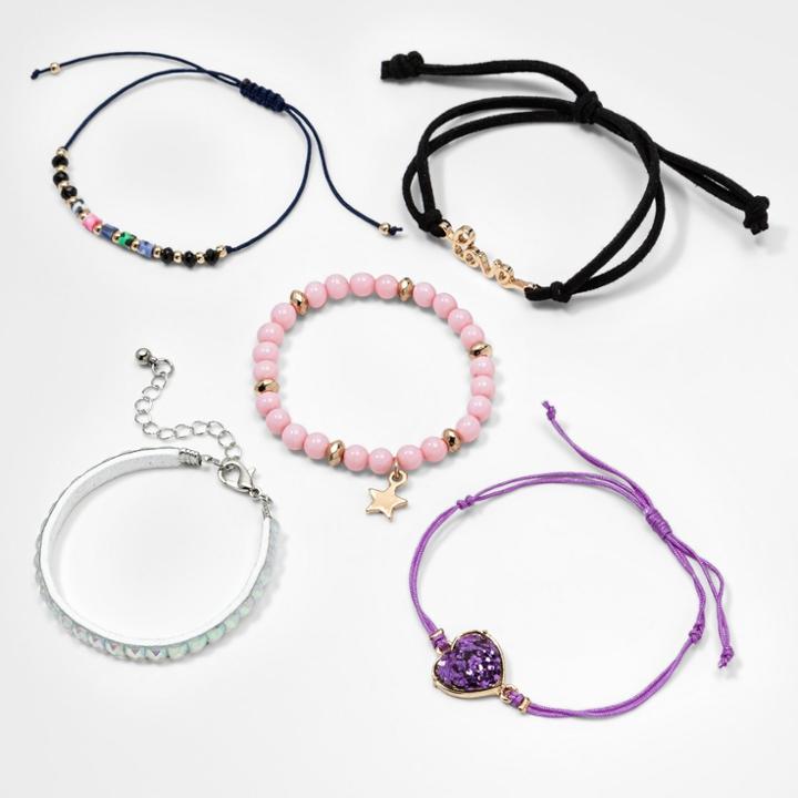 Girls' 5pk Love, Heart & Charm Bracelet Set - Cat & Jack One Size,
