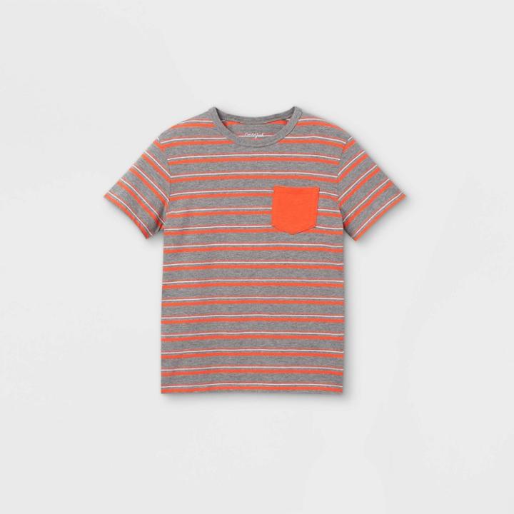 Boys' Short Sleeve Pocket T-shirt - Cat & Jack Gray/orange