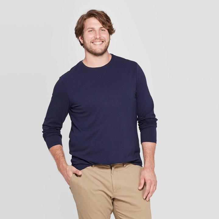 Men's Big & Tall Standard Fit Long Sleeve Lyndale T-shirt - Goodfellow & Co Xavier Navy 5xbt, Men's, Xavier Blue