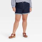 Women's Plus Size High-rise Jean Shorts - Universal Thread Dark Blue
