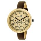 Earth Wood Goods Earth Wood Women's Brush Multi - Function Leather Strap Watch - Brown/wood